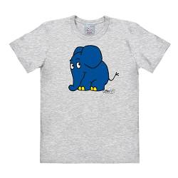 Logoshirt® TV I Die Sendung mit der Maus I Elefant I T-Shirt Print I Damen & Herren I kurzärmlig I grau-meliert I Lizenziertes Originaldesign I Größe L von Logoshirt