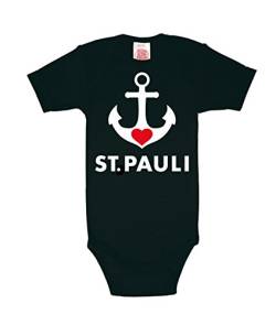 Logoshirt - Anker Baby-Body Kurzarm Junge - Hamburg - St. Pauli Baby Strampler - schwarz - Lizenziertes Originaldesign, Größe 62-68 von Logoshirt