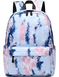 Lohol Leichter Schulrucksack für Mädchen, Kinder-Schulranzen-Rucksack mit Aufdruck (Batiken Blau) von Lohol