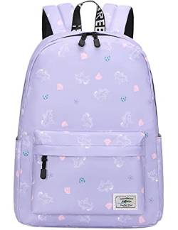 Lohol Leichter Schulrucksack für Mädchen, Kinder-Schulranzen-Rucksack mit Aufdruck (Einhorn Lila) von Lohol