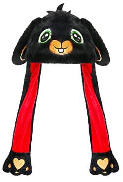 Loiahoer Anime Schwarz Hase Hut mit Beweglichen Ohren,Durch Drücken der Pfote des Tier Kaninchen Hutes Bewegen Sich die Ohren,Lustiges Neuheitsgeschenk für Frauen und Mädchen von Loiahoer