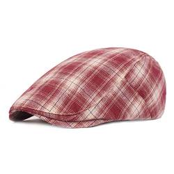 Loialpupy Unisex Schiebermütze Camping Outdoor Flat Hat lässig rot, grau, braun, beige Berets mit kariertem Design Visor Hat (A) von Loialpupy