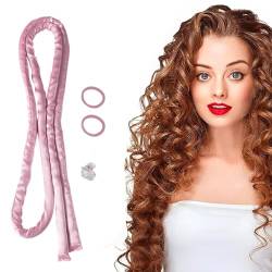 Lollanda 4er Set Lockenwickler über Nacht mit Clip, 170cm Locken Ohne Hitze für Lange Haare DIY-Frisurenset, Heatless Curls Band Wave Formers für Mädchen und Frauen (Rosa) von Lollanda