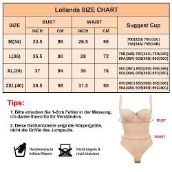 Lollanda Damen Rückenfreier Body Tiefen RüCkenausschnitt Shaper BH - Rückenfreier Body-Shaper-BH, formende Shapewear Bodysuit mit Haken, Unsichtbarer Push-up BH (Beige, 2XL) von Lollanda