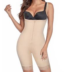 Lollanda Reißverschluss und Haken Shapewear Abnehmbarer Schultergurt Miederpants Komfortables Badezimmer Shorts für Damen. (Beige, M) von Lollanda