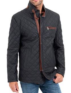 Elegante und hochwertige Herren Premium Lederjacke Leno aus weichem Lammleder (Größen 46-68) (48, Dunkelblau Braun) von Lolus