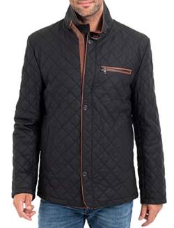 Elegante und hochwertige Herren Premium Lederjacke Leno aus weichem Lammleder (Größen 46-68) (48, Schwarz Braun) von Lolus