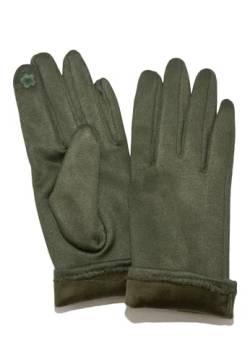 Lolus Damen Handschuhe bequem elastisch Touchscreen warm gefüttert aufgeraut in Wildlederoptik – Thea (Olive) von Lolus