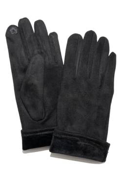Lolus Damen Handschuhe bequem elastisch Touchscreen warm gefüttert aufgeraut in Wildlederoptik – Thea (Schwarz) von Lolus