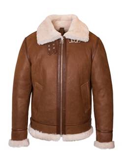 Lolus Herren Premium Lammfelljacke mit weichem und hellem Lammfell - Vonrock (50, cognac) von Lolus