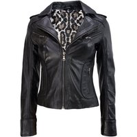 Lolus Lederjacke Mariah schwarz Kurze Damen Biker Lederjacke mit Reverskragen von Lolus