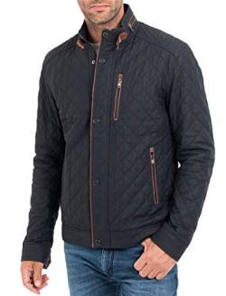 Lolus Sportliche und feine Herren Steppjacke aus Lammnappa Leder Jack in dunkelblau braun (50, Dunkelblau Braun) von Lolus