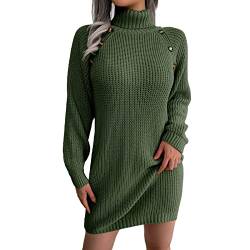 Damen Strickkleider Midi Locker Minikleid Winterkleid Strickkleider Für Leggings Knielange Pulloverkleid Longpullover Sweater Kleid Strick Warme Winter Rollkragen Pulli Kleid Strickkleid von Lomelomme