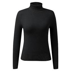 Damen Strickpullover Merinowolle Lambswool Turtleneck Zopfmuster Wollpullover Plus Size Thermo Basics Feiner Wickelpullover Women's Schwarzer Festliche Baumwolle Sexy Thermopulli von Lomelomme