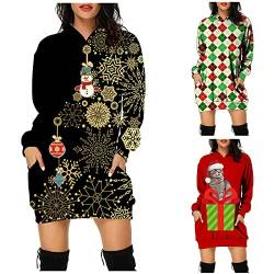 Damen Weihnachten Pullover Lustig Mit Kapuze 3D Gedruckt Weihnachts Kleid Festlich Kleid Weihnachts Kleidung Weinachtspullies Weihnachtsoutfit Longpullover Festliche Geschenk von Lomelomme