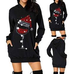 Damen Weihnachtspullover Lustig Oversize Kapuzenpullover Strickpullover Weihnachten Pullover Kleid Weihnachtsbaum Druck Weihnachtspulli Weihnachtspullover Kurz Mit Led Christmas Hoodie Kleid von Lomelomme