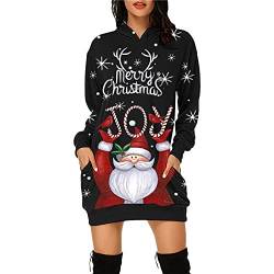 Damen Weihnachtspullover Lustig Oversize Kapuzenpullover Strickpullover Weihnachten Pullover Kleid Weihnachtsbaum Druck Weihnachtspulli Weihnachtspullover Kurz Mit Led Christmas Hoodie Kleid von Lomelomme