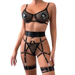 Dessous Sexy Set Lingerie Women Negligee Damen Sexy Große Größe Festival Outfit Damen Rave Latex Slip Kinky Sexy Kleidung Damen Damen Bodysuit Dessous Halter Damen Dessous Erotisch Sex von Lomelomme