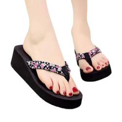 Flip Flops Damen Zehentrenner 42 Bohemian Mode Sandalen Sommerschuhe Flache Schuhe Sommer Lässige Beach Sandals Freizeitschuhe Zehentrenner Peep Toe Strand Flip Flops Pantoletten von Lomelomme