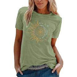 Italienische Mode Tshirt Damen Sommer - T-Shirt Damen Sommer Kurzarm Mode Motiv Sommershirt Casual Rundhals Damenbluse Hemd Bluse O-Ausschnitt Kurzen Ärmel Oberteil Tops Pullover von Lomelomme