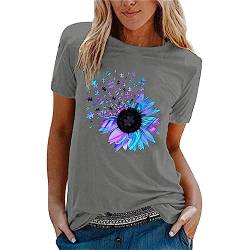 Italienische Mode Tshirt Damen Sommer - T-Shirt Damen Sommer Kurzarm Mode Motiv Sommershirt Casual Rundhals Damenbluse Hemd Bluse O-Ausschnitt Kurzen Ärmel Oberteil Tops Pullover von Lomelomme