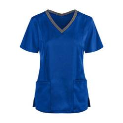 Kasacks Damen - Damen Tshirt V Ausschnitt Druck Bunt Einfarbig V Ausschnitt Berufsbekleidung Bluse T Shirt Katzen Liebe Herz Berufskleidung Tops Altenpflege Weiss Shirts Schlupfkasack Set von Lomelomme