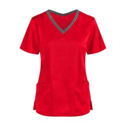 Kasacks Damen - Damen Tshirt V Ausschnitt Druck Bunt Einfarbig V Ausschnitt Berufsbekleidung Bluse T Shirt Katzen Liebe Herz Berufskleidung Tops Altenpflege Weiss Shirts Schlupfkasack Set von Lomelomme