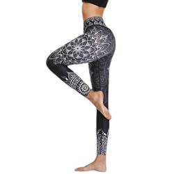 Lomelomme Damen Leggins Blickdicht Yoga Sport Leggings High Waist Push Up Fitnesshose Paisley Muster Slim Fit Lange Leggings für Yoga Jogging Sport Workout Freizeit von Lomelomme