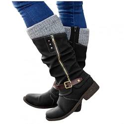 Lomelomme Damen-Stiefel Hohe-Stiefel Lange-Stiefel Boots: Mit Absatz Sexy Flach Winterstiefel Wasserdicht Lässige Bikerstiefel Overknee Bequeme Cowboystiefel Westernstiefel Seitlicher Reißverschluss von Lomelomme