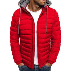 Lomelomme Daunenjacke Herren Einfarbig Übergangsjacke mit Kapuze Ultraleicht Gepolstert Herbst Winter Jacke Übergang Stehkragen Outdoor Steppjacke Kapuzenjacke von Lomelomme