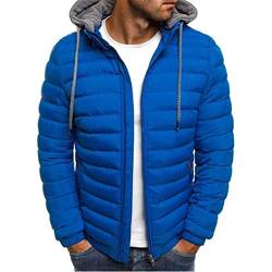 Lomelomme Daunenjacke Herren Einfarbig Übergangsjacke mit Kapuze Ultraleicht Gepolstert Herbst Winter Jacke Übergang Stehkragen Outdoor Steppjacke Kapuzenjacke von Lomelomme