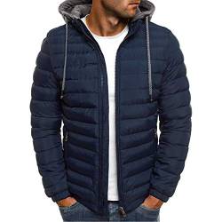 Lomelomme Daunenjacke Herren Einfarbig Übergangsjacke mit Kapuze Ultraleicht Gepolstert Herbst Winter Jacke Übergang Stehkragen Outdoor Steppjacke Kapuzenjacke von Lomelomme