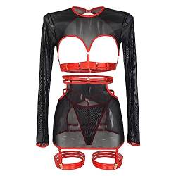 Lomelomme Dessous Damen Sexy Unterwäsche Unterwäsche Frauen Sexy Set Damen Body Rave Outfit Slip Ouvert Leder BH Lack Dessous Frauen Sexy Sexy Unterwäsche Für Frau Erotisch Sex Sm Outfit Latex Bikini von Lomelomme