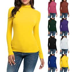 Lomelomme Langarmshirt Damen Eng Thermooberteile Sale Kazak Rolli Einfarbig Rollkragenpullover Body Langarm Turtleneck Rollkragenshirt Fit Weicher Tops Unterhemd Top von Lomelomme