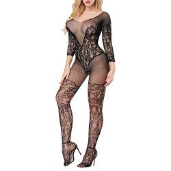 Lomelomme Sexy Dessous für Damen Nahtlose Mesh Chemise Dessous Baby Doll Minikleid Sexy Kleid Fishnet Negligees Lingerie Nachtkleid Sleepwear für Damen Schwarz Einheitsgröße von Lomelomme