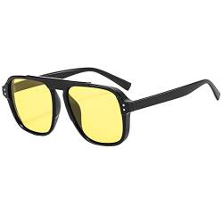 Lomelomme Sonnenbrille Herren Vintage Herren Polarisiert Sonnenbrille Damen Retro Oval 70er überdimensional Klassisch Pilotensonnenbrille UV400 Schutz Gelb von Lomelomme