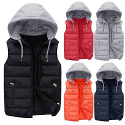 Lomelomme Steppweste Herren Weste Glänzend mit Kapuze Winterweste Leicht Outdoor Bodywarmer Reißverschluss Slim Fit Gepolsterte Weste Wärme Freizeit Stehkragen Funktionelle Sportweste Daunenweste von Lomelomme