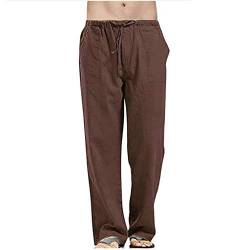 Luftige Leinenhose Herren Lang Haremshose Islamische Leichte Pumphose Weiße Sommerhose Slim Fit Weisse Leinenhose Freizeithose Sommer Yoga Hosen Stoffhose Leinenhosen von Lomelomme