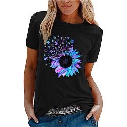 Noracora T Shirt Damen - T Schirt Damen Locker Lässig Sommer Sale Shirts Tops Oberteile Mit Aufdruck Kurzarm Tshirt T Shirt Batik Ausgefallene Bluse Damenshirts Pullover von Lomelomme