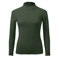 Rollkragenpullover Damen Tops Kazak Einfarbig Rolli Basic Thermooberteile Long Sleeve Herbst Rollkragenpullover Rollkragenshirt Cropped Gebürstete Shirt Rippshirt Top von Lomelomme