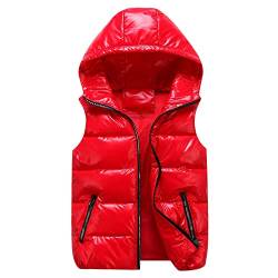 Rot Steppweste Herren - Herren Steppweste mit Kapuze Leicht Winterweste Outdoor Dicke Freizeit Gilet Ärmellos Jacke Sport Weste von Lomelomme