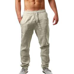 Sommerhose Herren Leicht - Haremshose Herren Luftige Leichte Islamische Hippie Hosen Haremshose Leinen Hose Arabische Lang Sommerhose Leinenhose Weisse 4XL Schlupfhosen Pumphose Leinen Chino Herren von Lomelomme