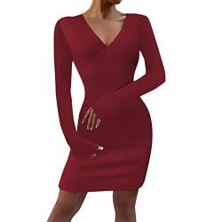 Strickkleid Damen Herbst Stretch Sweater Kleid Longpullover Strickkleid Wollkleid Midi Pulli Kleid Pulloverkleid Winterkleid Warme Rollkragen Winter Langarm Strickkleider Minikleid von Lomelomme