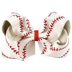 Ausgefallene Haarspangen Softball-Haarspange, Schleife, zwei Farben, Softball-Haarring, Krawatte, weiß und gelb, Softball-Cheer-Schleife Stirnband Joggen Damen Winter (White, One Size) von Lomhmn