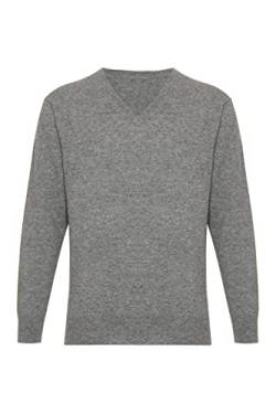 Lona Scott Kaschmir Pullover Herren, V Ausschnitt Grau X-Large von Lona Scott