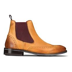 London Brogues Brogue-Stiefel für Herren Schuhe aus echtem Leder Klassisch Elegant Formell - holzbraun 43 EU von London Brogues