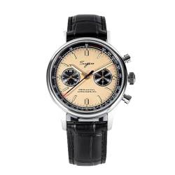 London Craftwork Sugess 1963 Herren Chronograph Mechanische Armbanduhr Möwe ST19 Pfirsich Panda, silber von London Craftwork