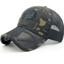 Loneshark Herren Camo Mesh Baseball Hut Amerikanische Flagge USA Adler Taktische Operator Patriotische Kappen US Army Militär OCP Ball Hüte, Amerikanischer Adler, Schwarz, Camo, Einheitsgröße von Loneshark