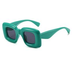 Long Keeper Eckige Sonnenbrille Damen Herren - Groß Vintage Rechteckige Sonnenbrille Y2k Retro Rave Party Vintage Brille Bunt Dicke Rahmen, 62 mm von Long Keeper