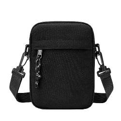 Long Keeper Kleine Umhängetasche – Unisex Crossbody Messenger Bag Wasserdicht Anti Diebstahl Canvas Reisetasche Casual Sling Brusttasche für Männer Frauen Outdoor Täglicher Gebrauch, Solides Schwarz von Long Keeper